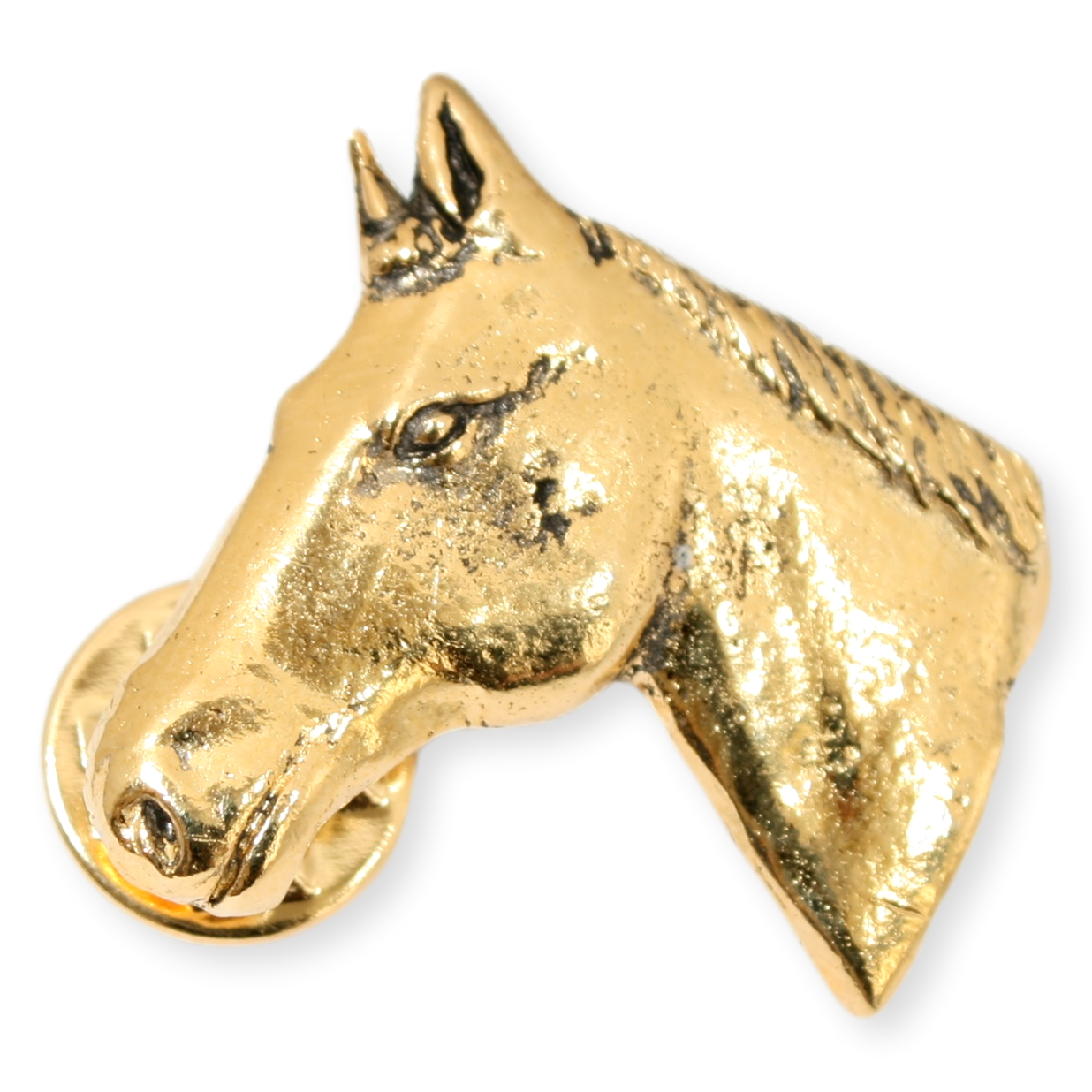 Horse Head Gold Plated Pin Badge