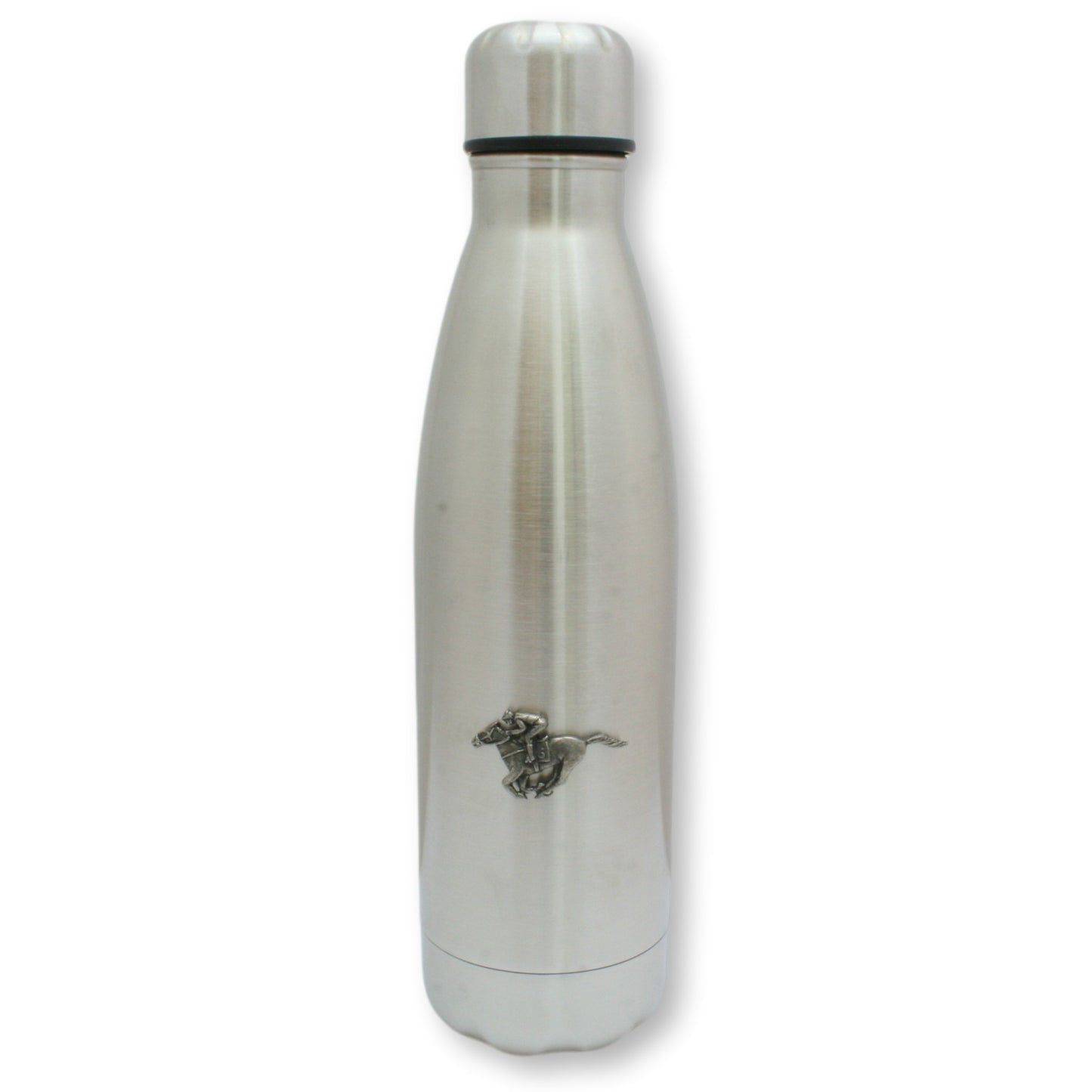 Horse Racing Motif Matte Black or Chrome Thermos Flask