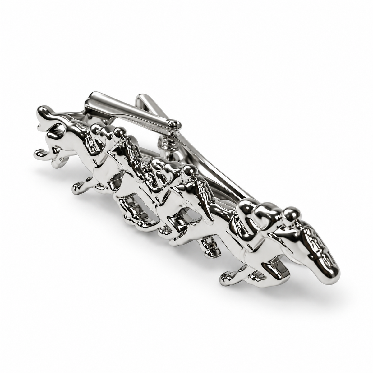Horse Racing Tie Clip Galloping Racehorses & Jockeys