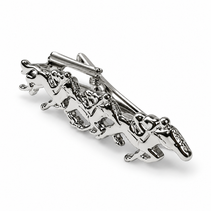 Horse Racing Tie Clip Galloping Racehorses & Jockeys