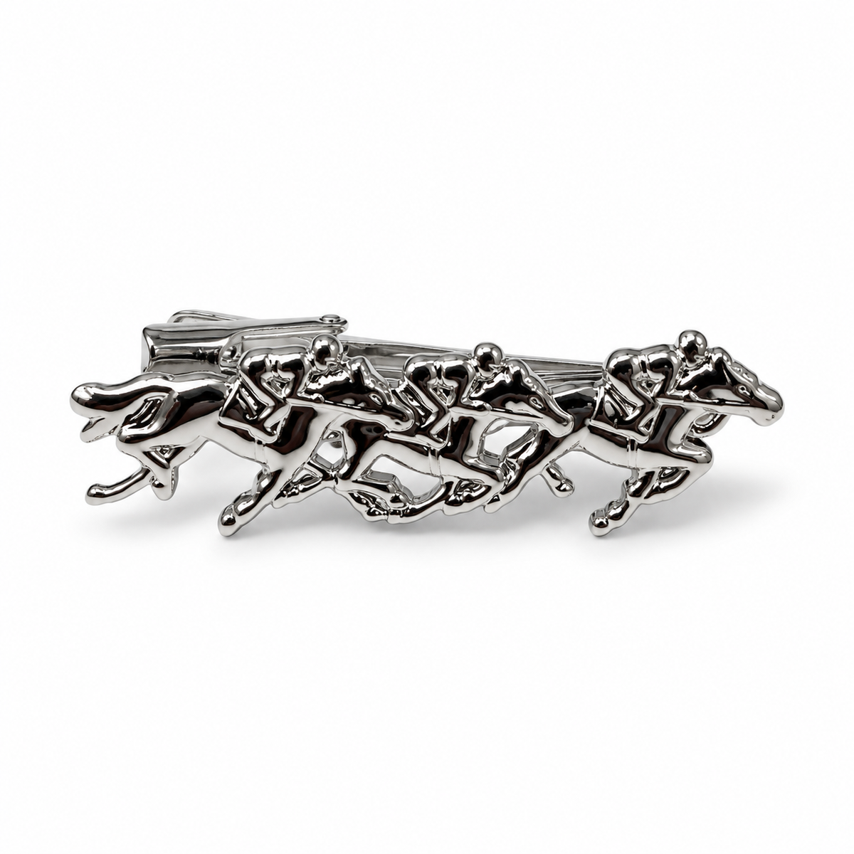 Horse Racing Tie Clip Galloping Racehorses & Jockeys