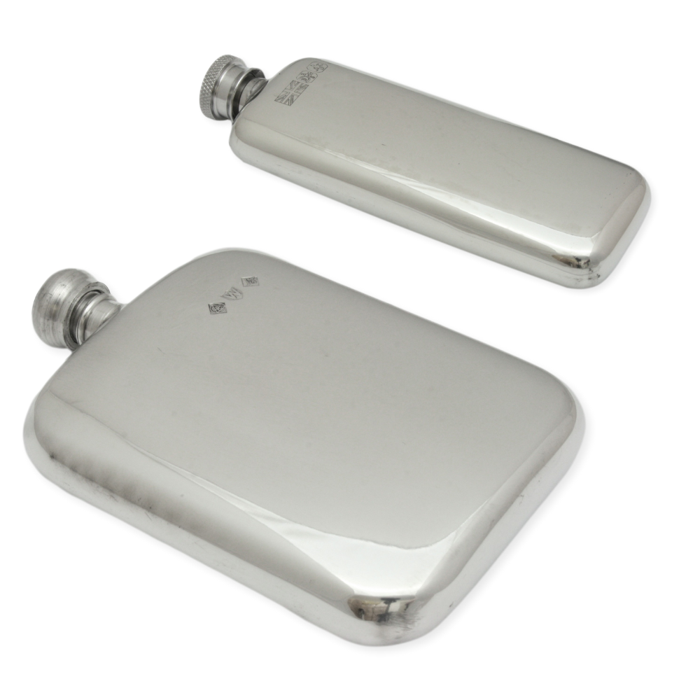 His & Hers English Pewter Hip Flask Pair Set