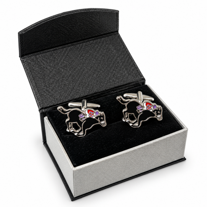 Galloping Black Horse & Jockey Cufflinks