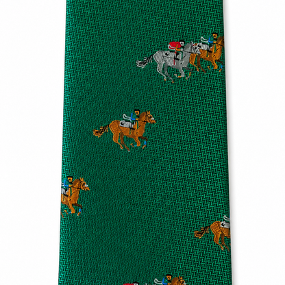 Green Horse Racing Neck Tie
