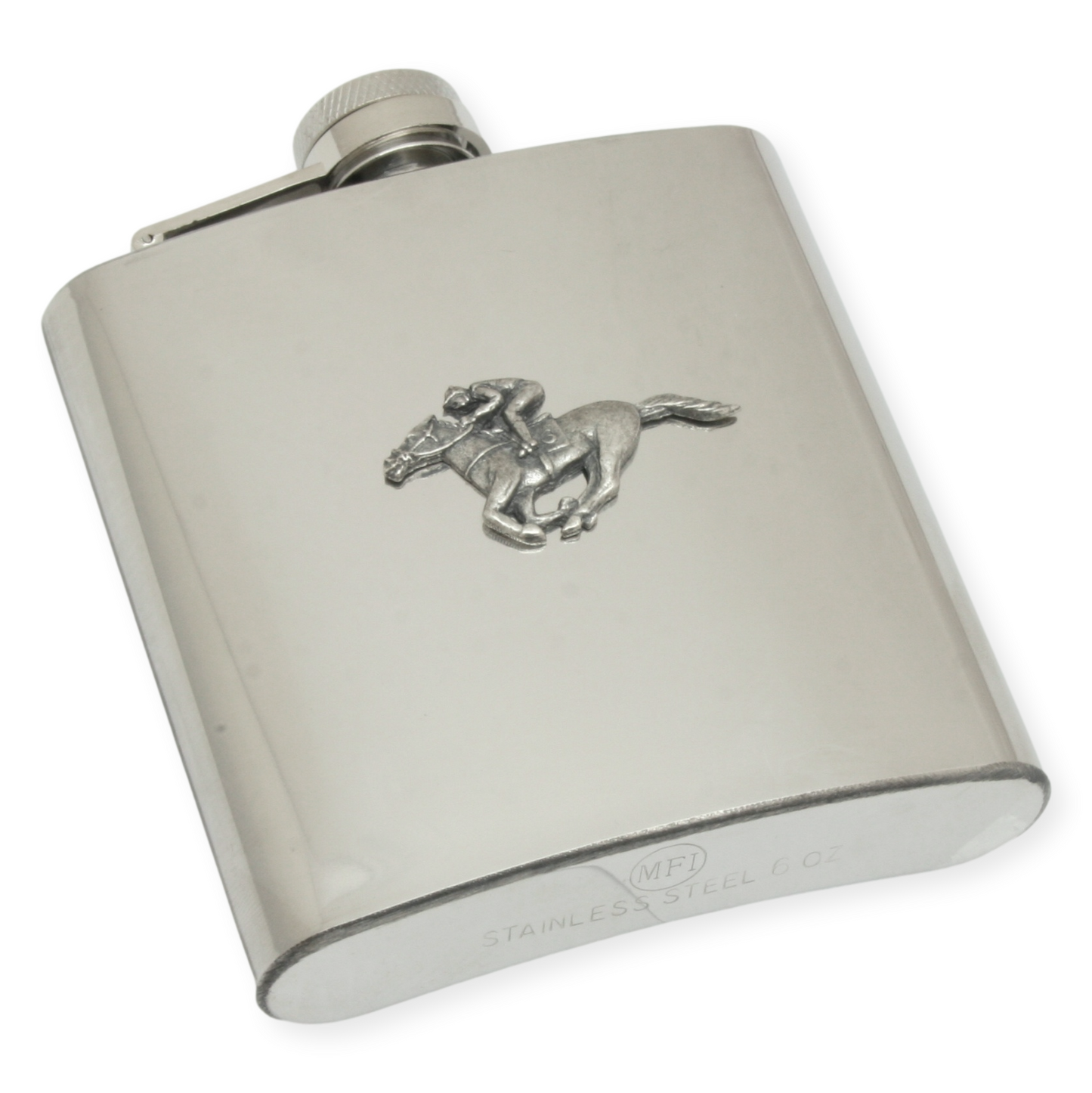 Horse Racing Hip Flask 6oz Stainless Steel Silver Or Black