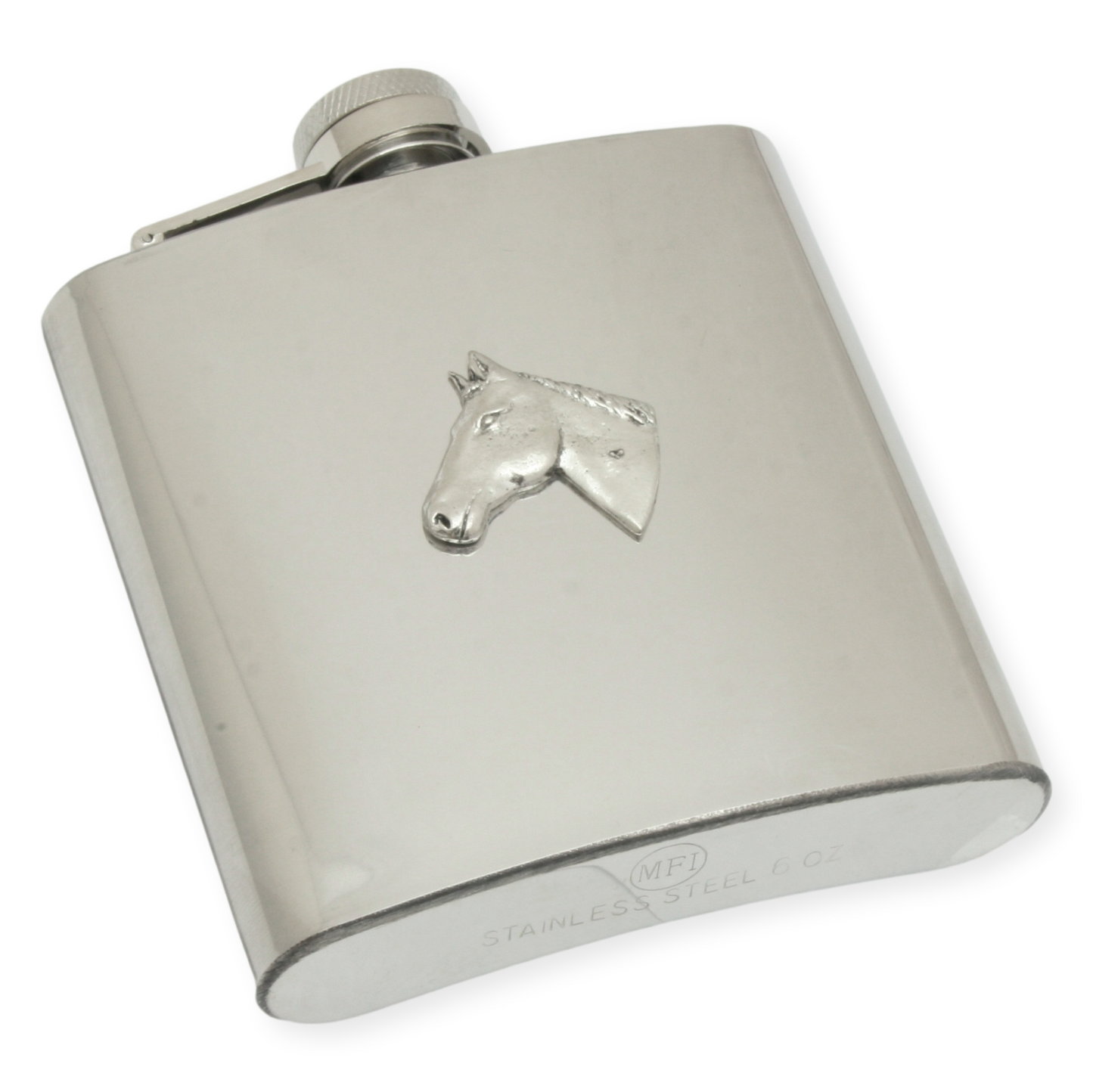 Horse Head Hip Flask 6oz Stainless Steel Silver Or Black