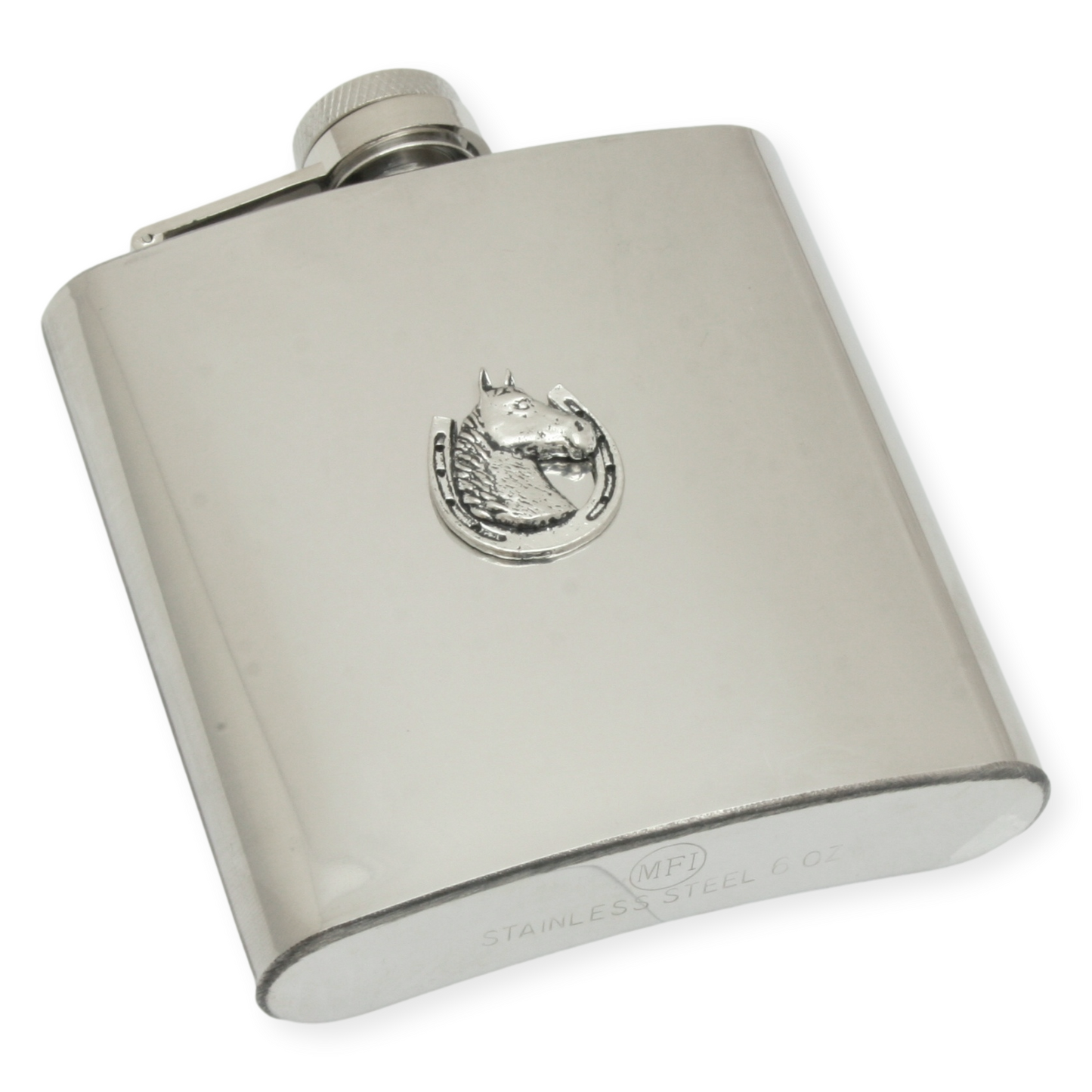 Horse Head In Shoe Hip Flask 6oz Stainless Steel Silver Or Black