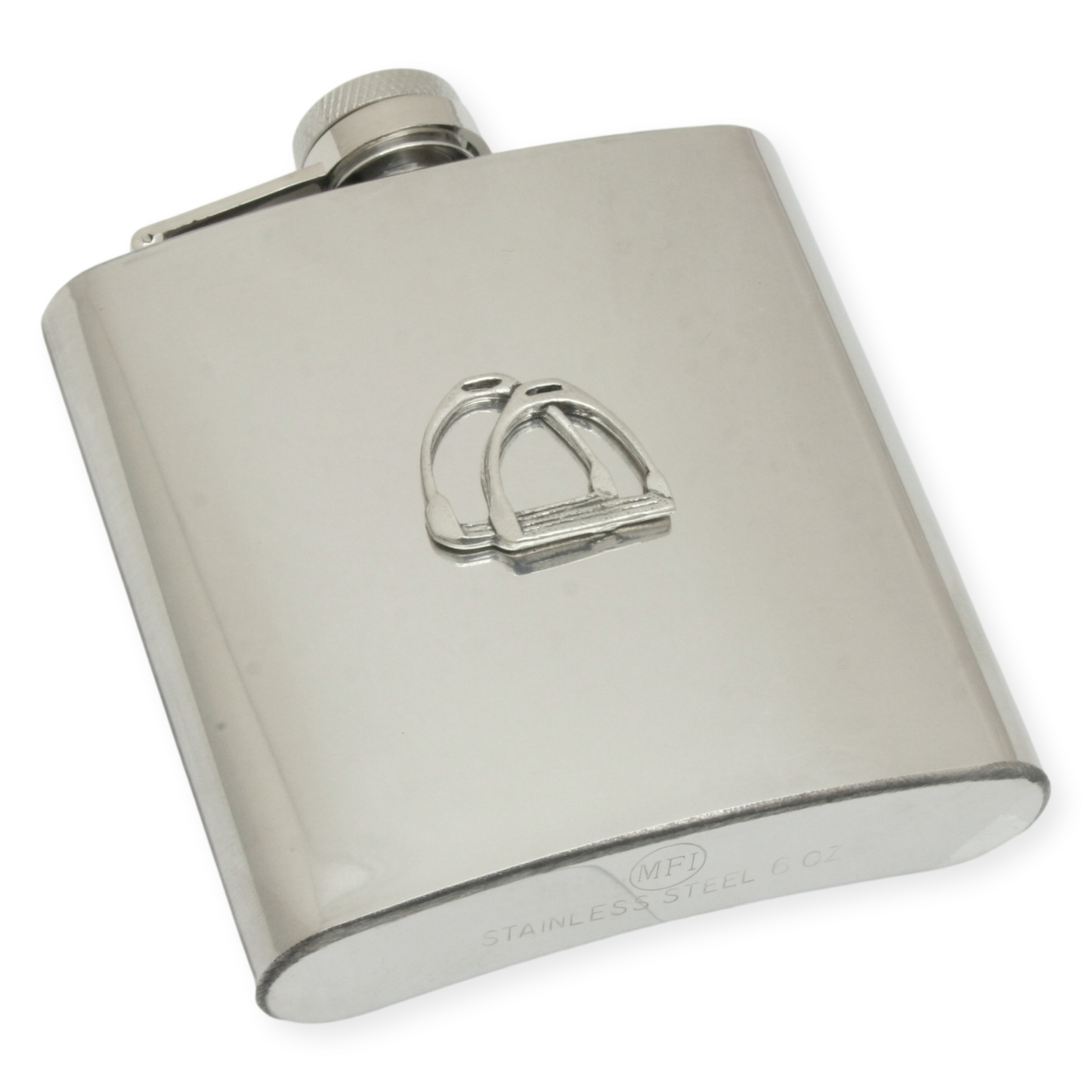 Horse Stirrup Hip Flask 6oz Stainless Steel Silver Or Black