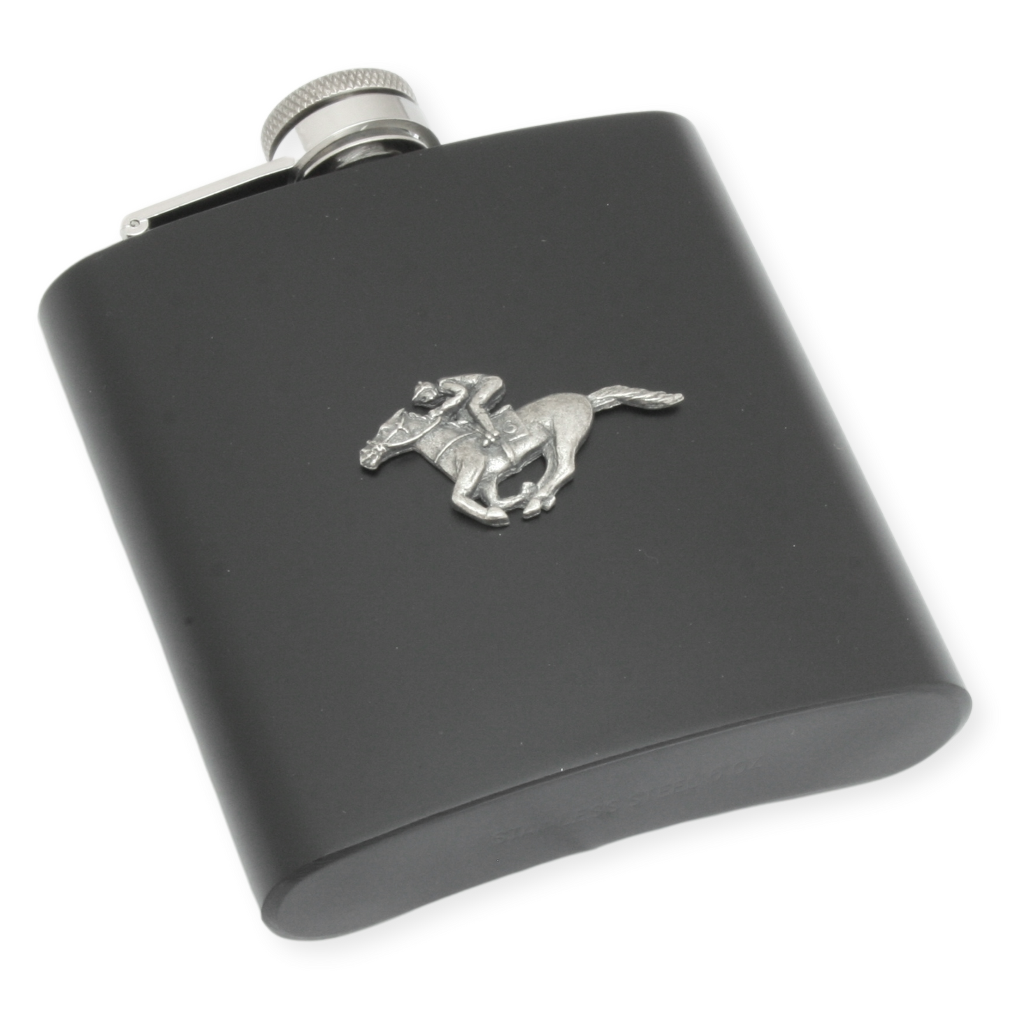 Horse Racing Hip Flask 6oz Stainless Steel Silver Or Black