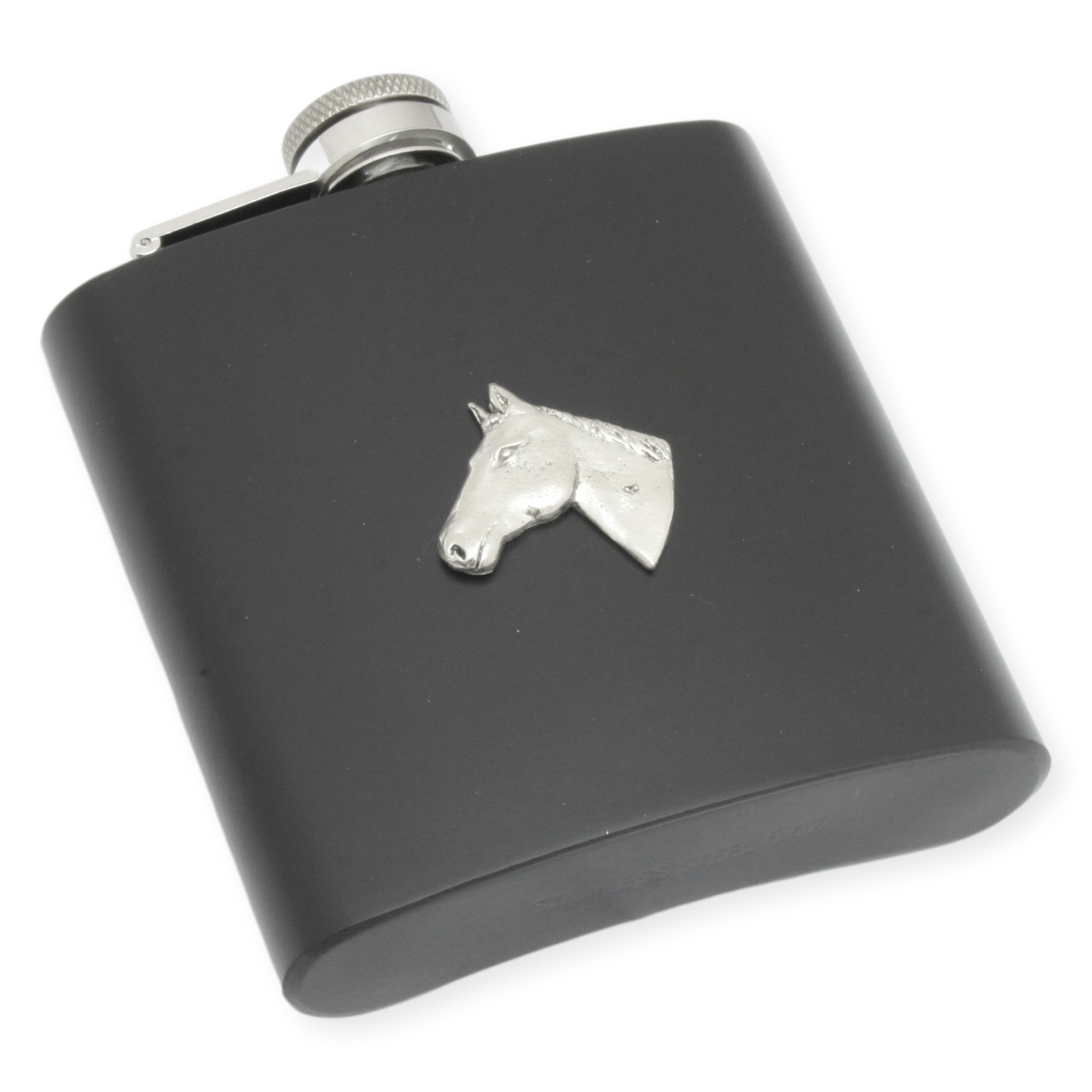 Horse Head Hip Flask 6oz Stainless Steel Silver Or Black