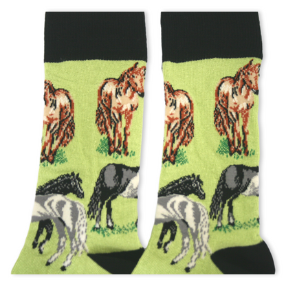 Green Horse Socks Novelty Equestrian Design