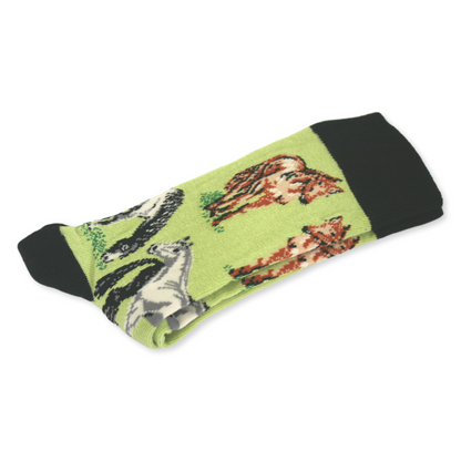 Green Horse Socks Novelty Equestrian Design
