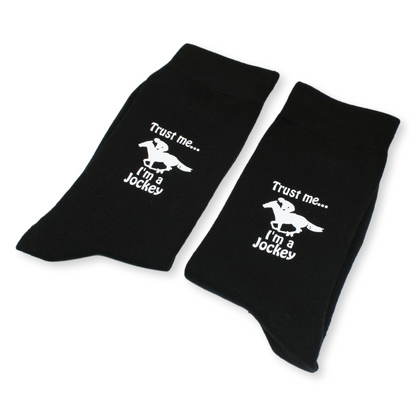 Trust Me I'm A Jockey Novelty Horse Racing Black Socks