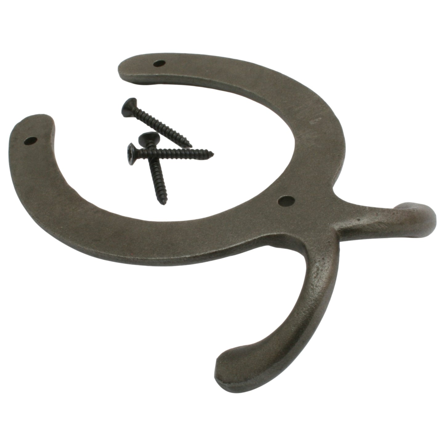 Horse Shoe Antique Iron Double Coat Hook With Screws