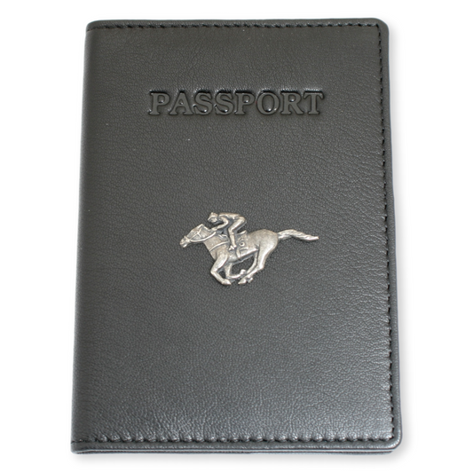 Leather Passport Holder With Horse & Jockey Motif