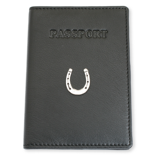 Leather Passport Holder With Horse Shoe Motif