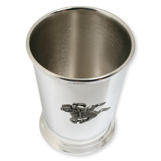 Stainless Steel Mint Julep Cup & Horse Racing Motif