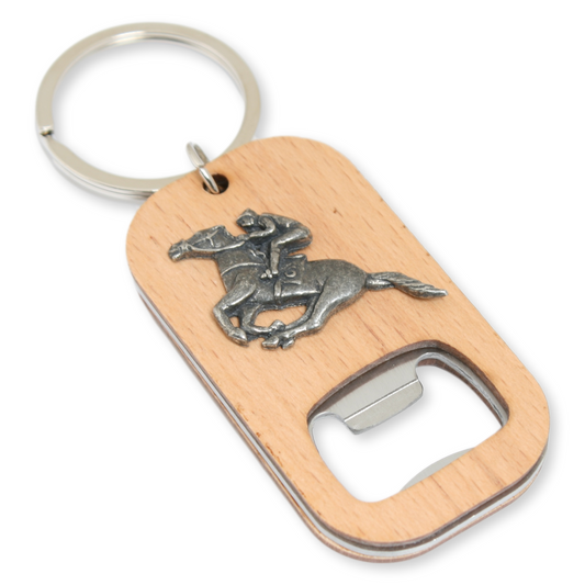 Horse Racing Wooden Keyring Bottle Opener