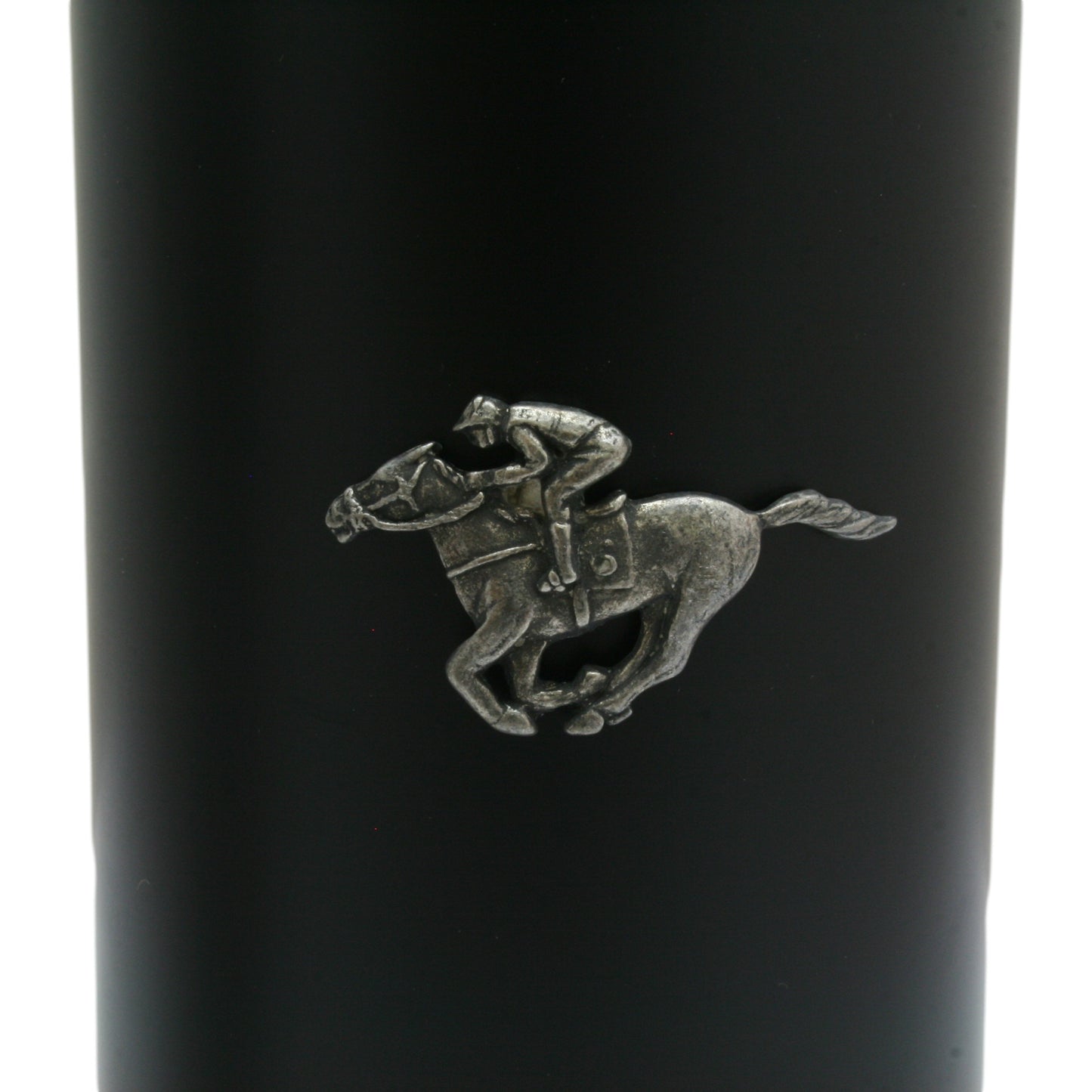 Horse Racing Motif Matte Black or Chrome Thermos Flask