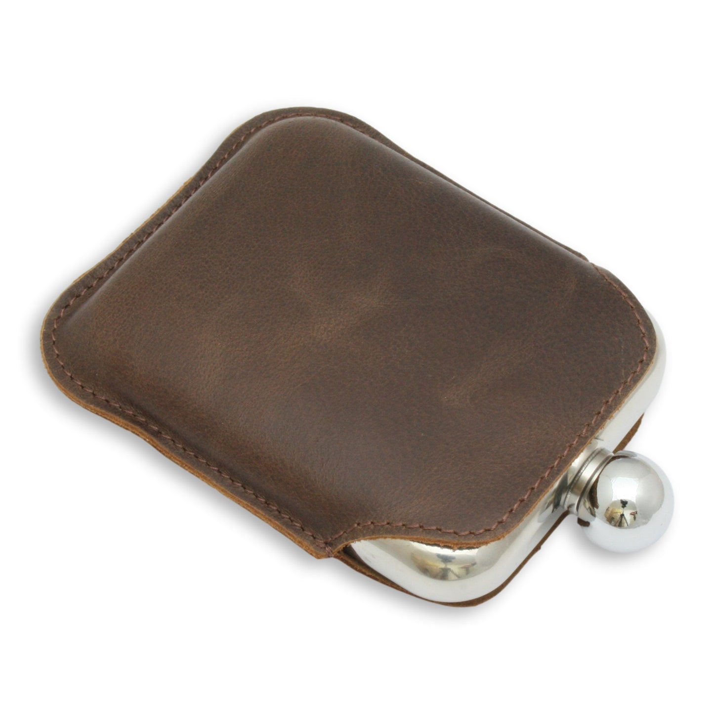 Horse Racing Leather Bound Stainless Steel Hip Flask