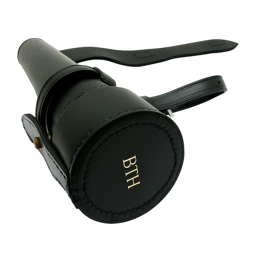 Personalised Brown or Black Leather 10oz Flask In Case