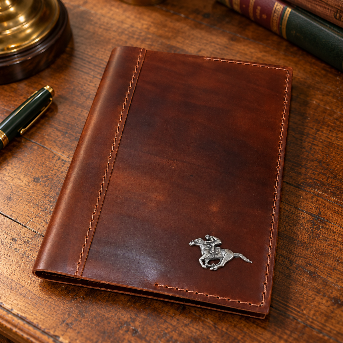 A5 Horse Racing Leather Notebook Cover