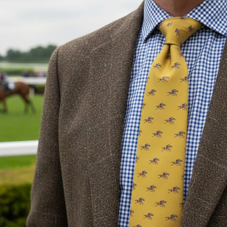 Horse Racing Tie Blue Or Yellow