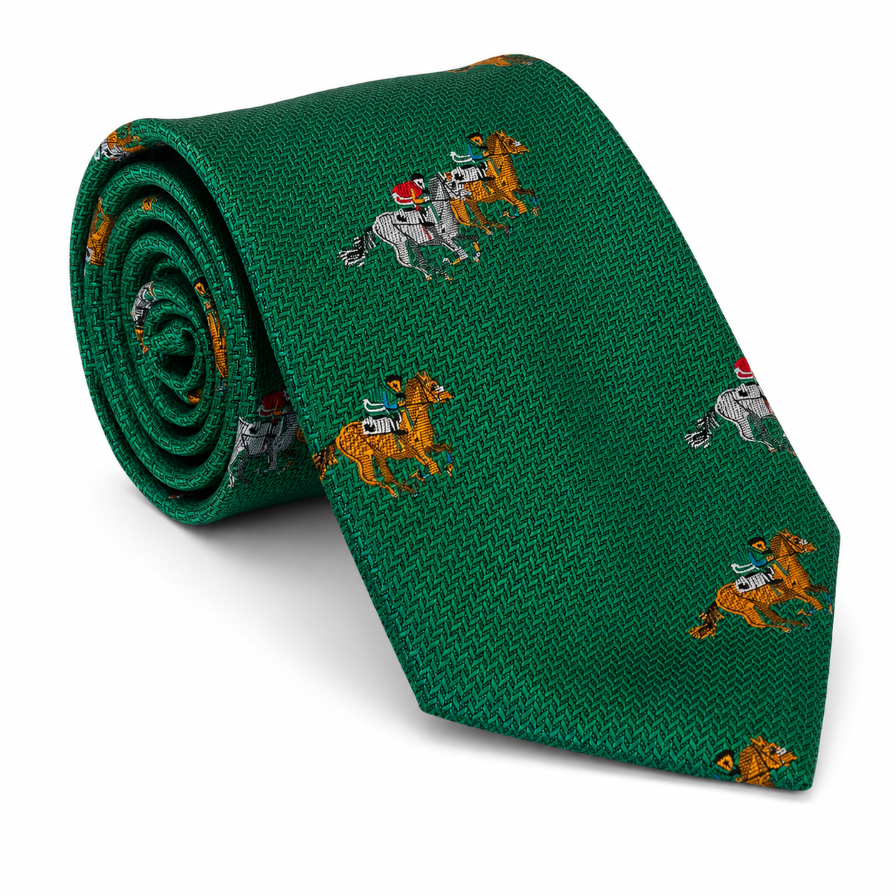 Green Horse Racing Neck Tie
