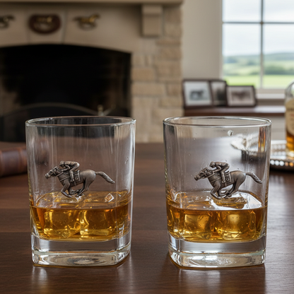 Pair of Horse Racing Whiskey Tumblers