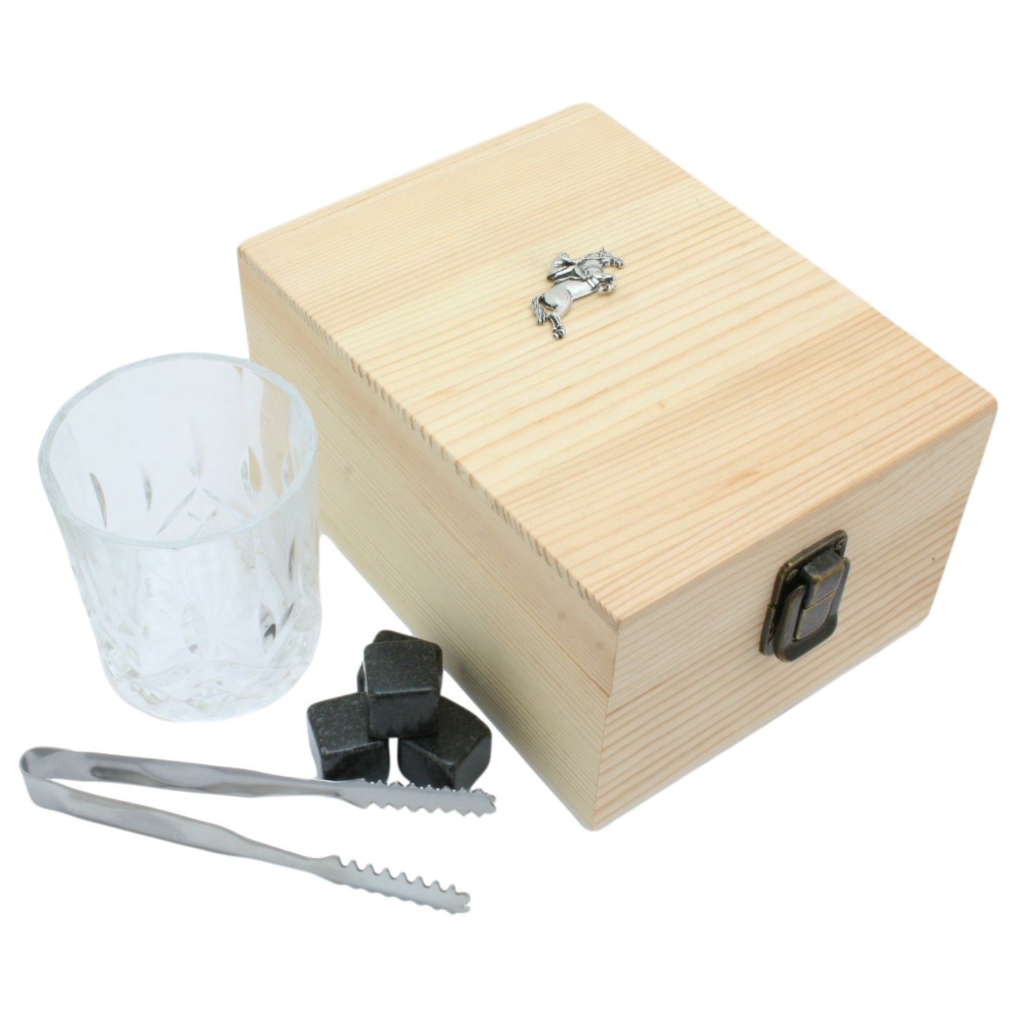 Tumbler and Whiskey Stones Set In Wooden Presentation Box