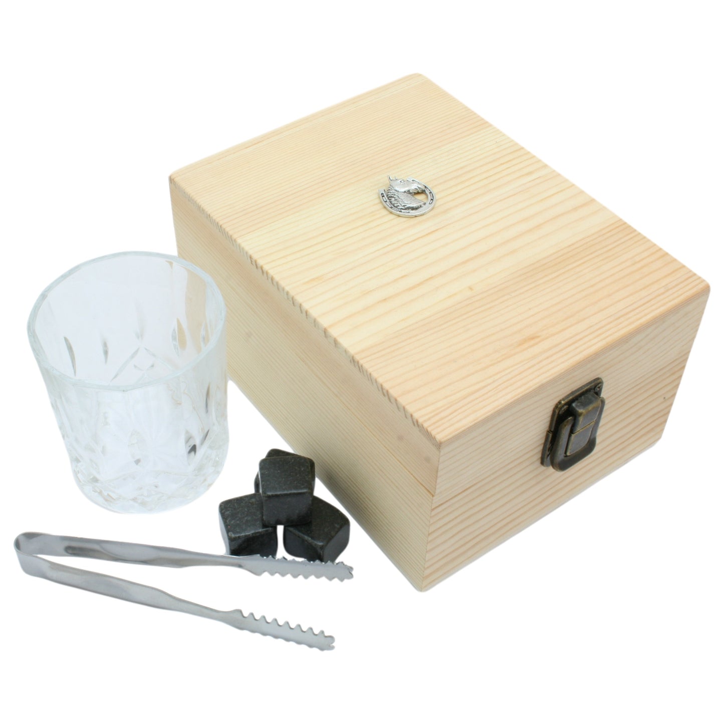 Tumbler and Whiskey Stones Set In Wooden Presentation Box