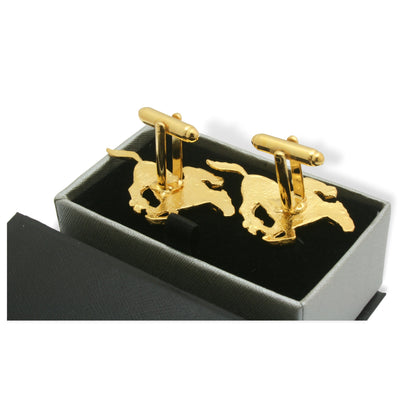 Horse Racing Gold Plated Cufflinks & Tie Clip Set