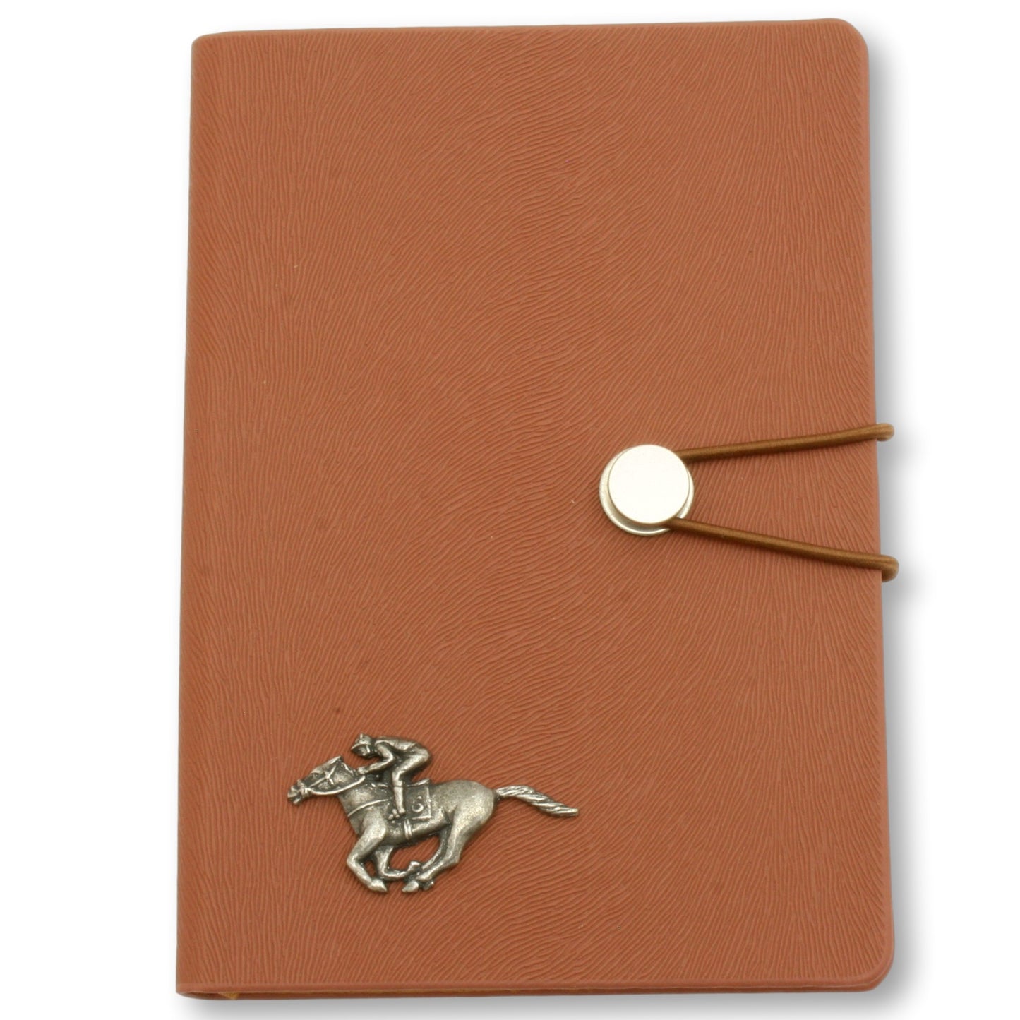 Soft Touch A6 Notebook With Pewter Horse Racing Pewter Motif