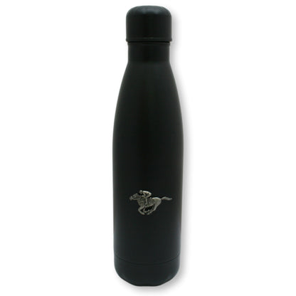 Horse Racing Motif Matte Black or Chrome Thermos Flask