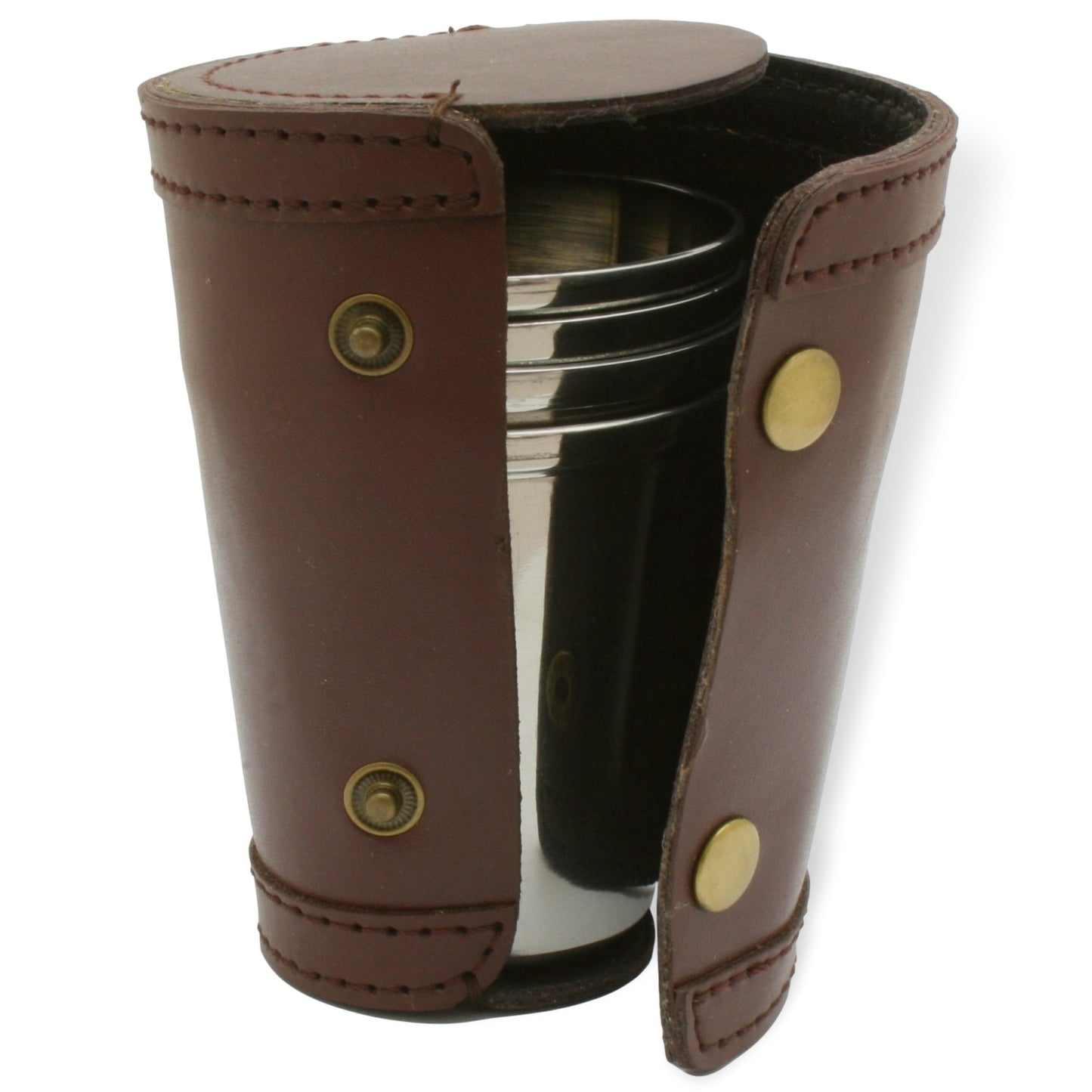 Stacking Drinking Cups In Leather Case