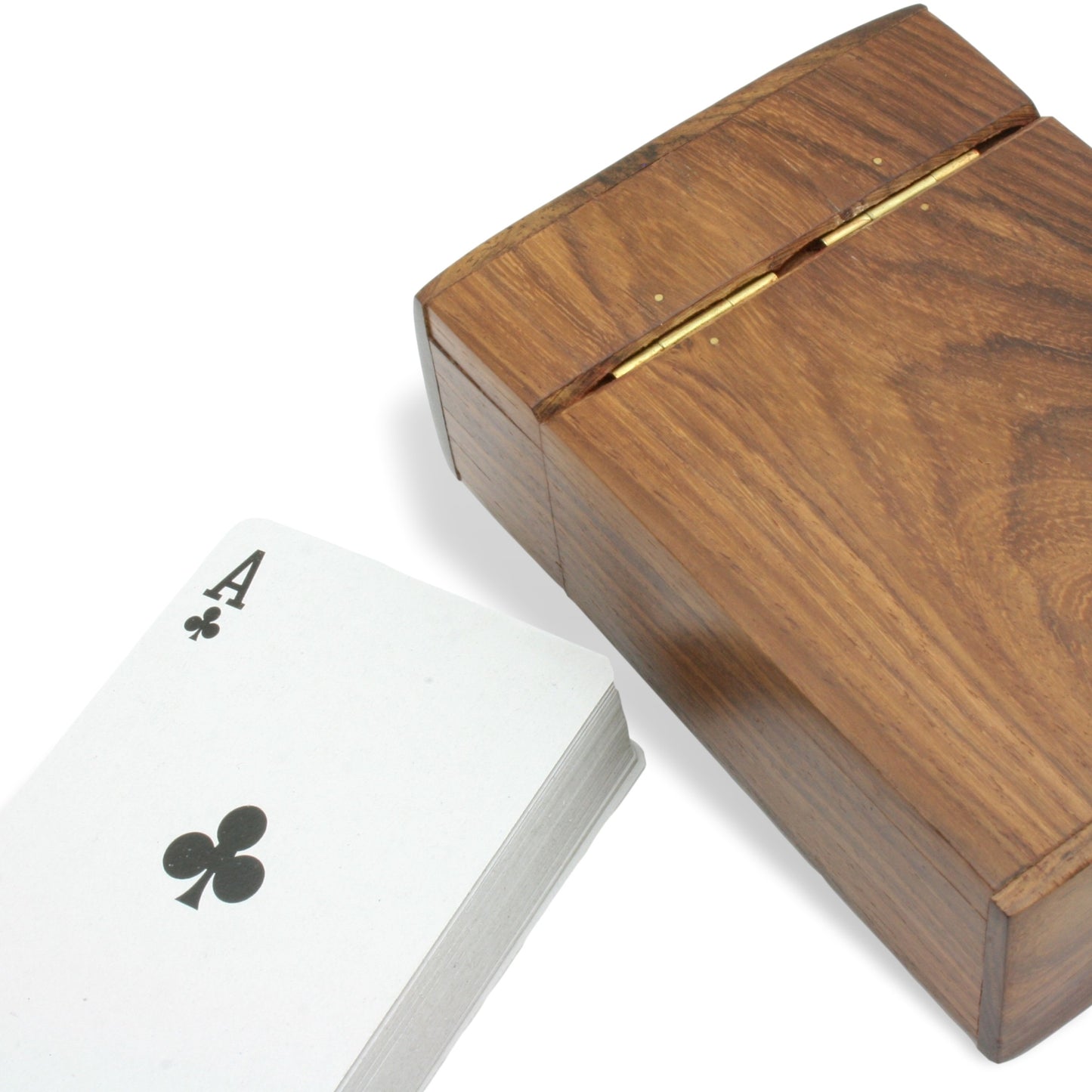 Wooden Playing Card Box With Pewter Horse Head Motif