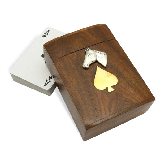 Horse Head Wooden Playing Card Box