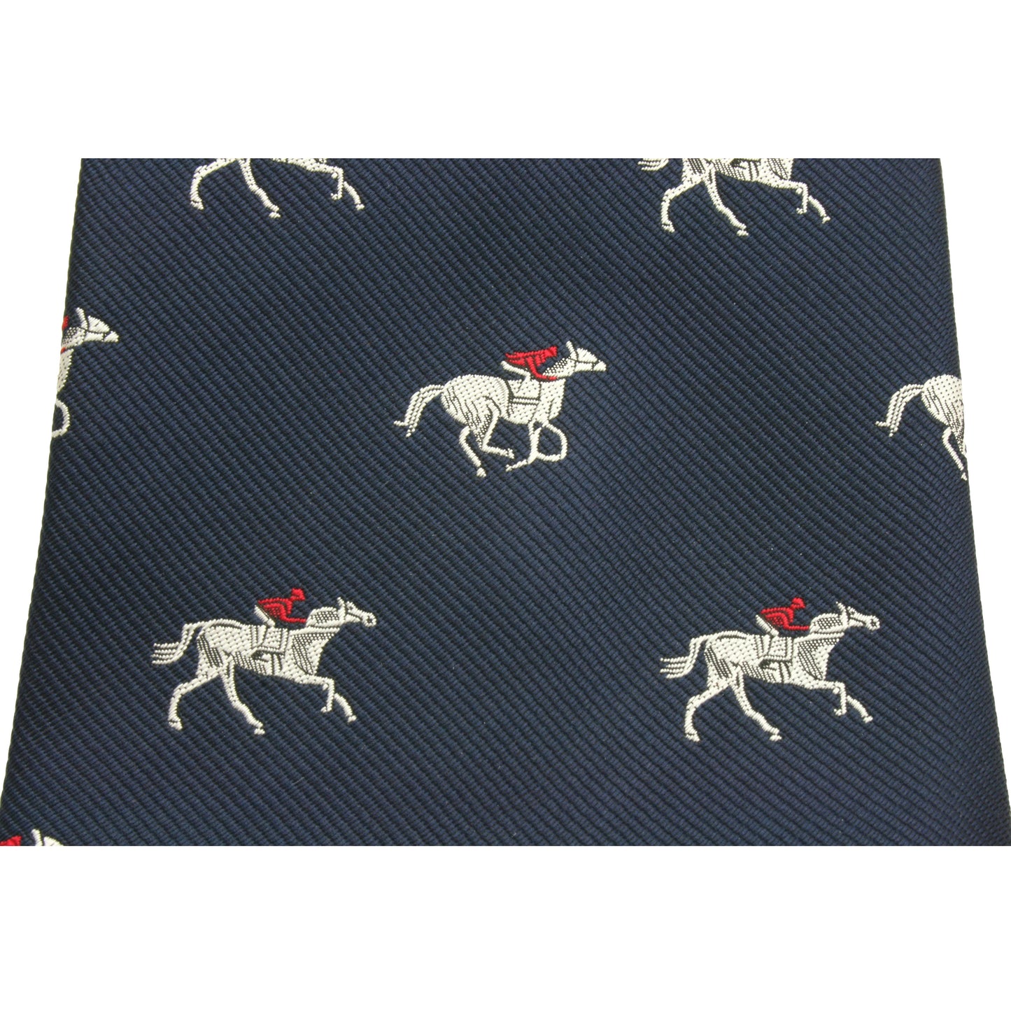 Navy Tie With Horse Racing Design