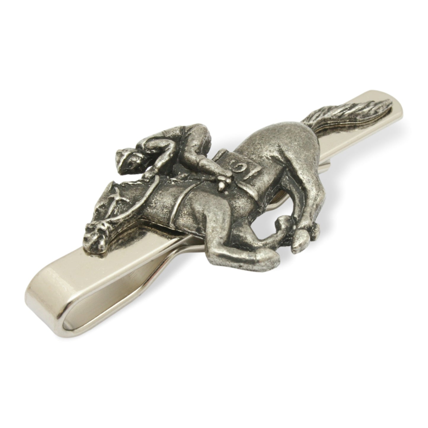 Tie Slide With Pewter Horse Racing Motif