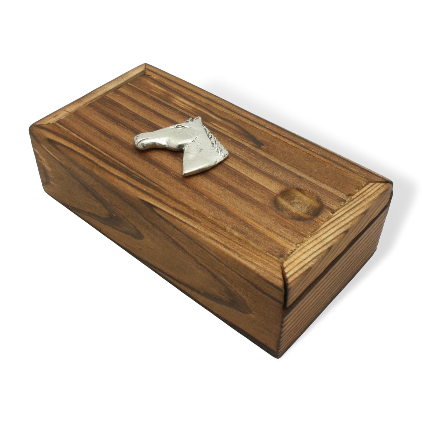 Whiskey Ice Stones In Wood Box & Pewter Horse Head Motif