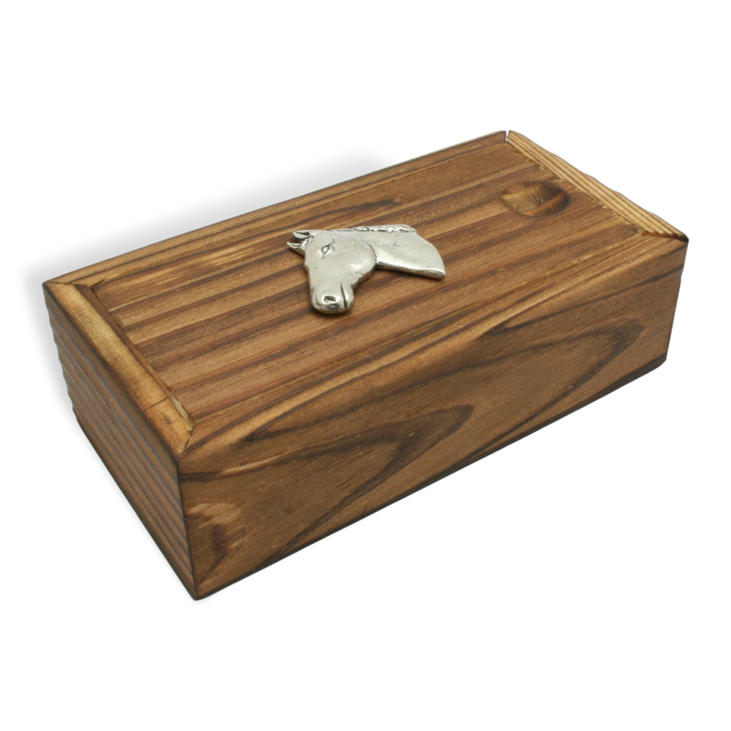 Whiskey Ice Stones In Wood Box & Pewter Horse Head Motif