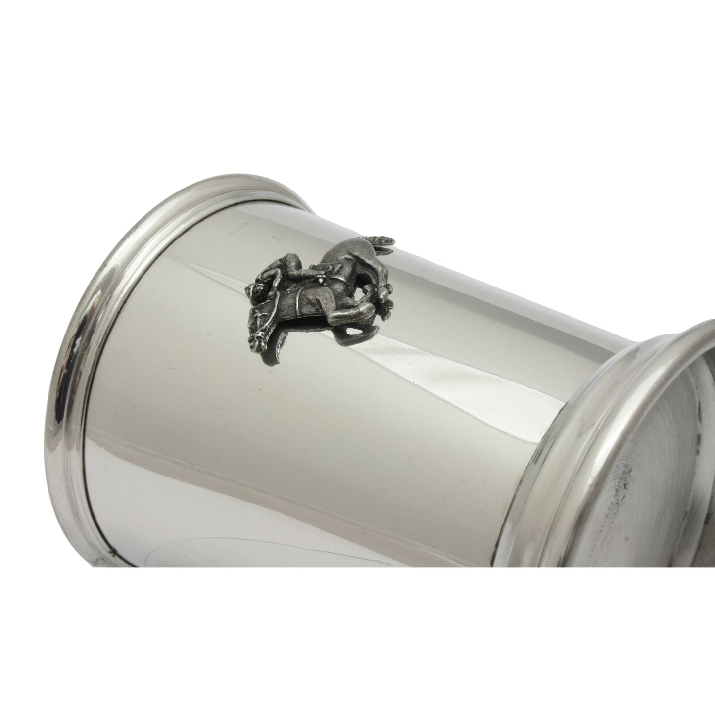 Pewter Mint Julep Cup & Horse Racing Motif