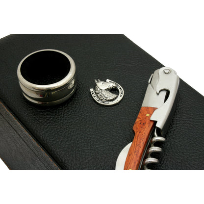 Black PU Wine Case & Pewter Horse Head