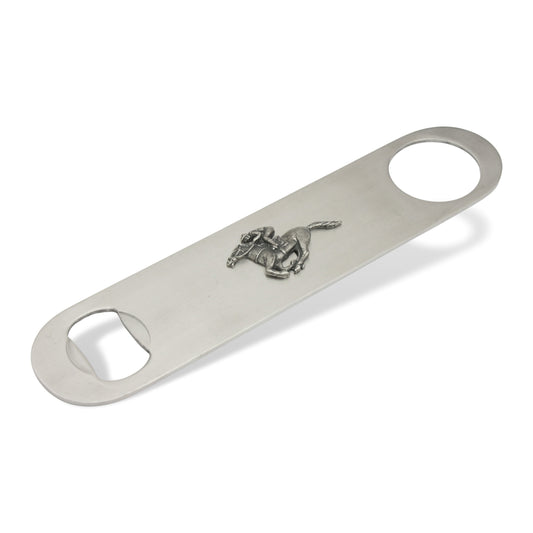 Waiters Friend Steel Bottle Opener With Pewter Horse Racing Motif