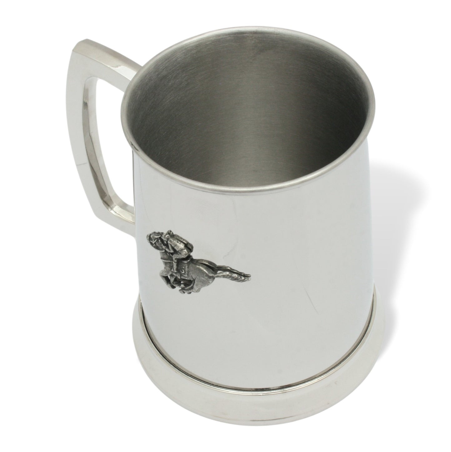 Steel Beer Tankard & Pewter Horse Racing Motif