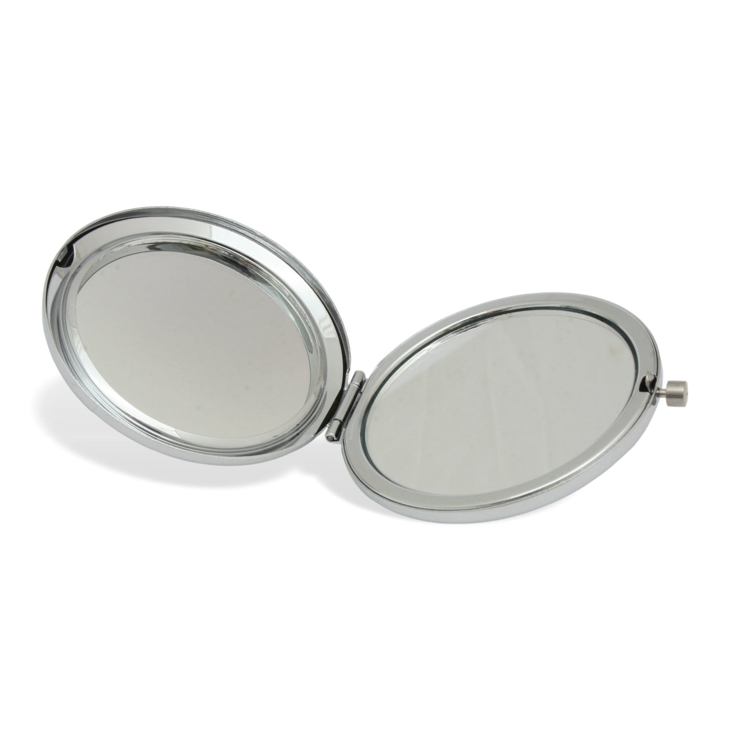 Stainless Steel Compact Mirror With Lucky Enamel Black Cat