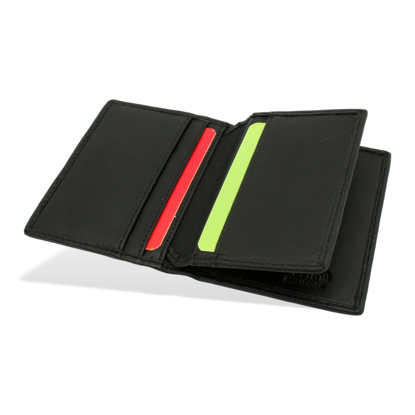 Leather Card Holder In Black RFID Safe With Horse Racing Emblem