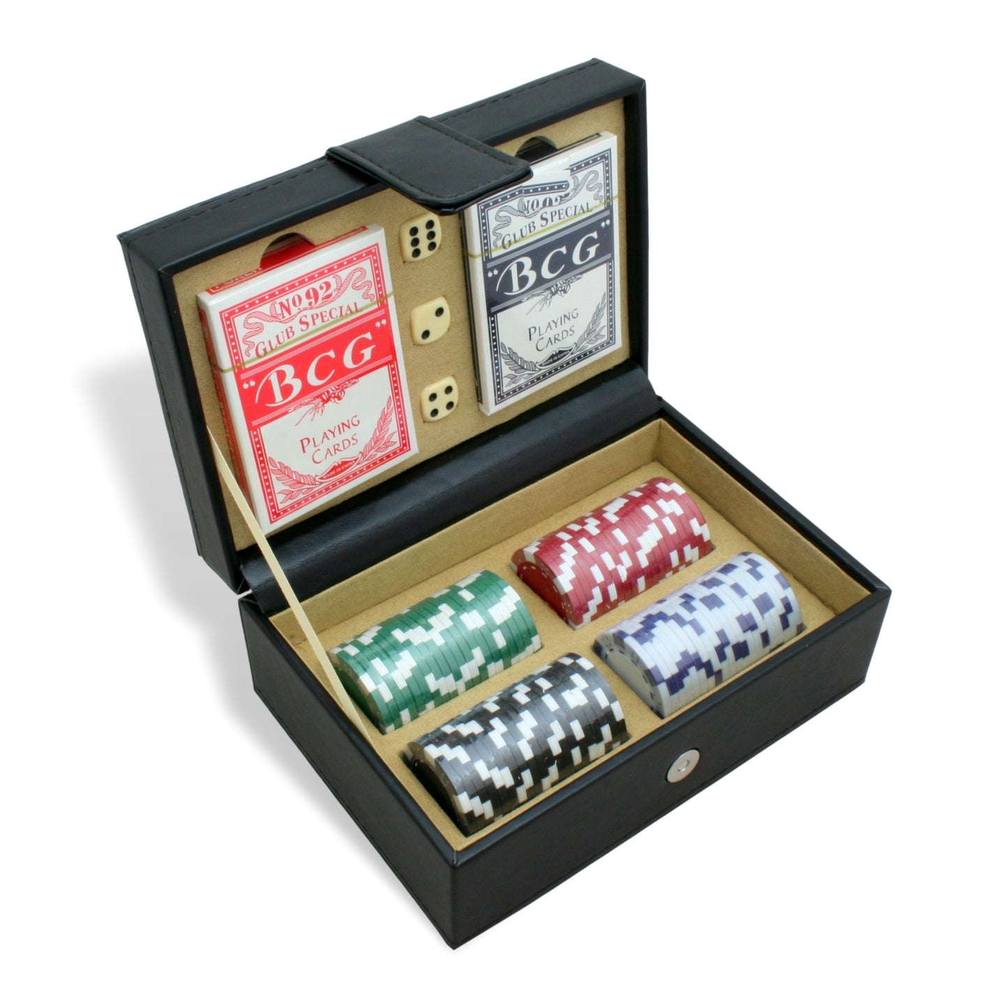 Poker Set In Leather Case With Horse Head In Shoe Motif