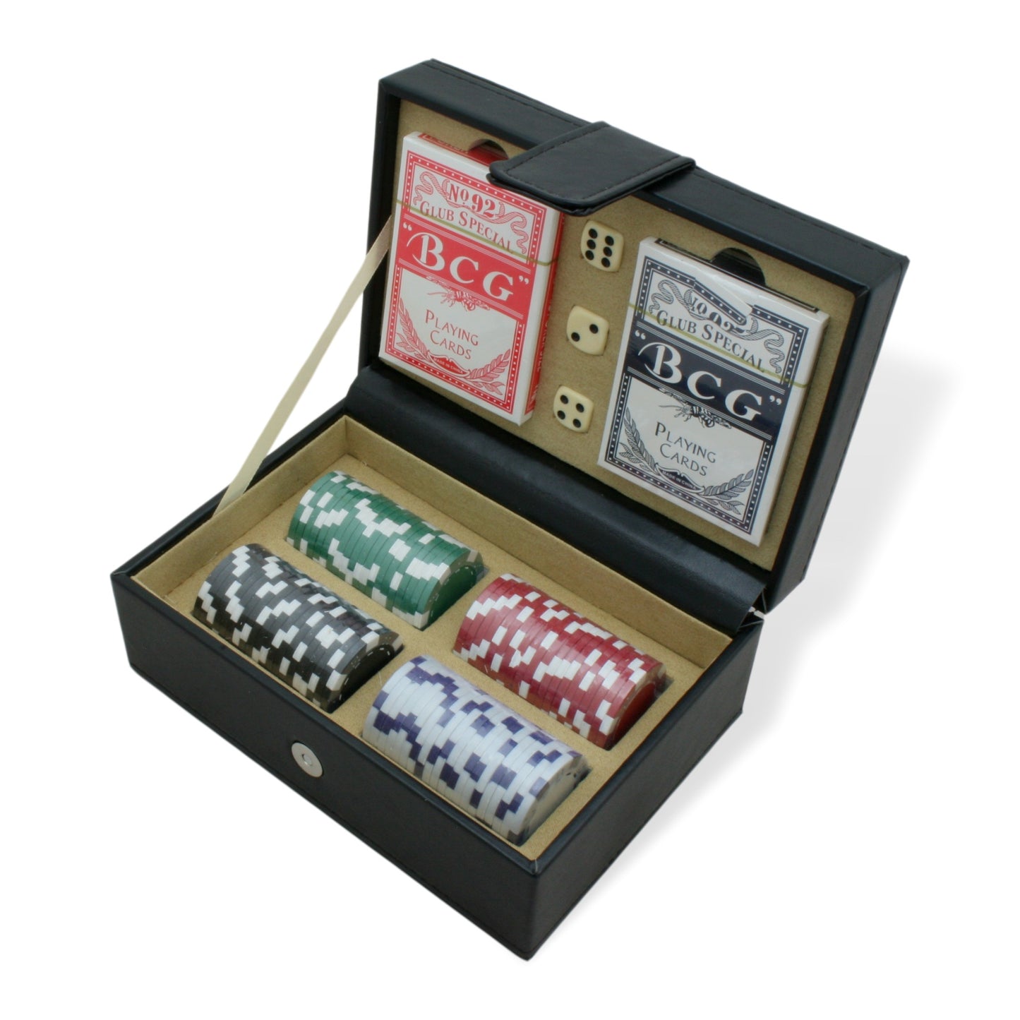 Poker Set In Leather Case With Horse Head In Shoe Motif